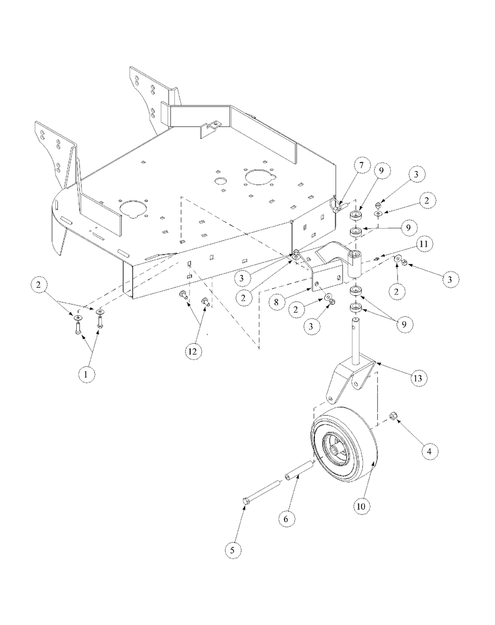 Caster Assembly Diagram and Parts List for G1432 55AD231Q150-WAM Cub Cadet Lawn Mower